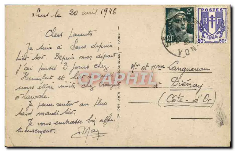 Sens — L'Hôtel de Ville (Dupont et Poivert, arch.) - Verso