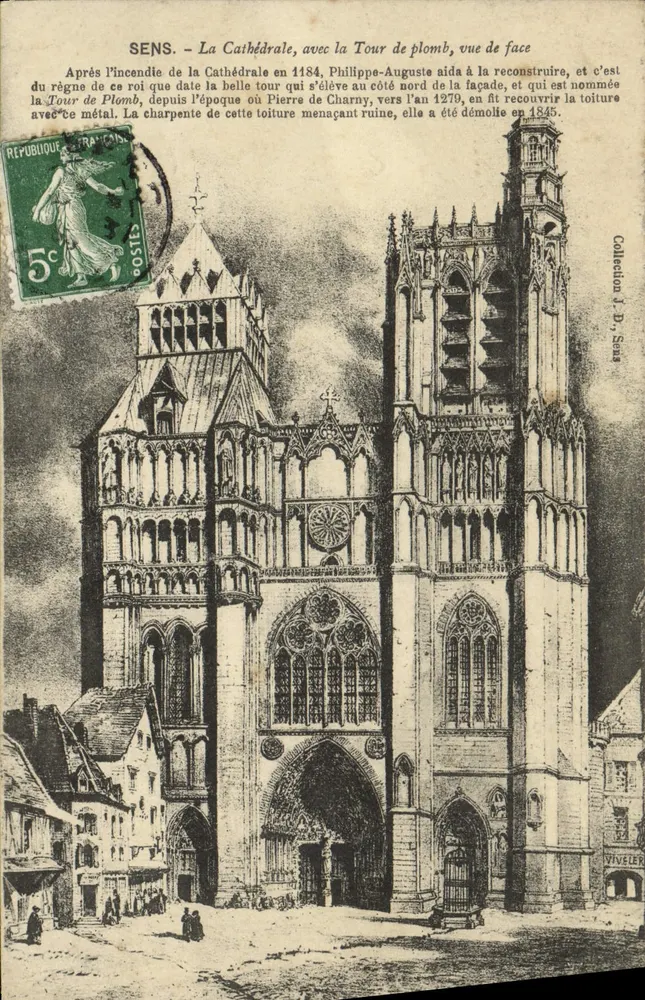 Sens - Die Kathedrale, mit der Bleitürme, Frontansicht — Collection J.D. Sera - Vorderseite