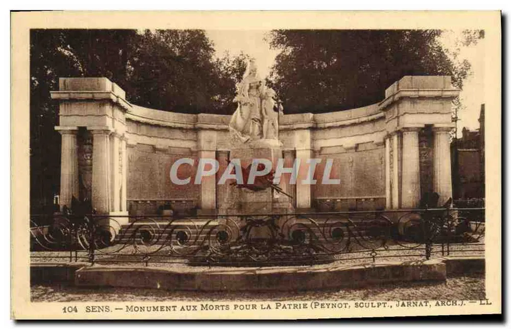 Sens — Denkmal für die Vaterland — Peynot, Bildhauer, Jarnat, Architekt - Vorderseite
