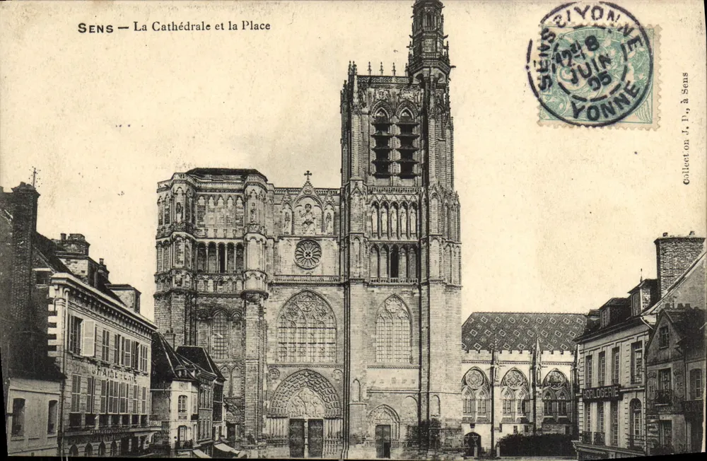Sens — A Catedral e a Praça — Coleção J. P., em Sens - Frente