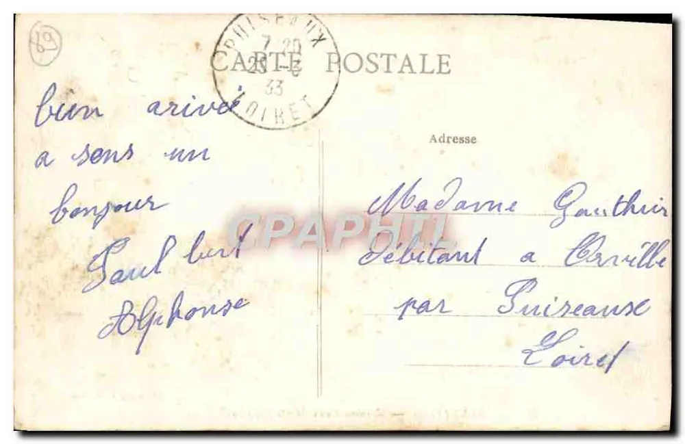 SENS (Yonne) — Gedenkstein für die Toten 1914-1918 — Sammlung J. D. Sens - Rückseite