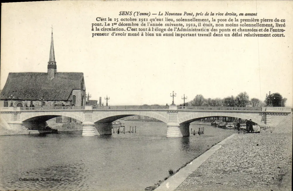 Sens (Yonne) — Der Neue Brücke, aufgenommen von der rechten Uferseite, stromaufwärts - Vorderseite