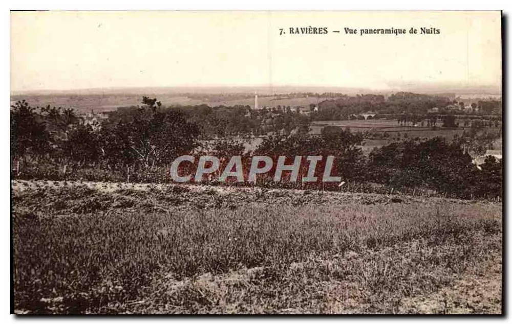 Ravières — Vista panoramica di Nuits — Cartolina d'epoca n°7 - Recto