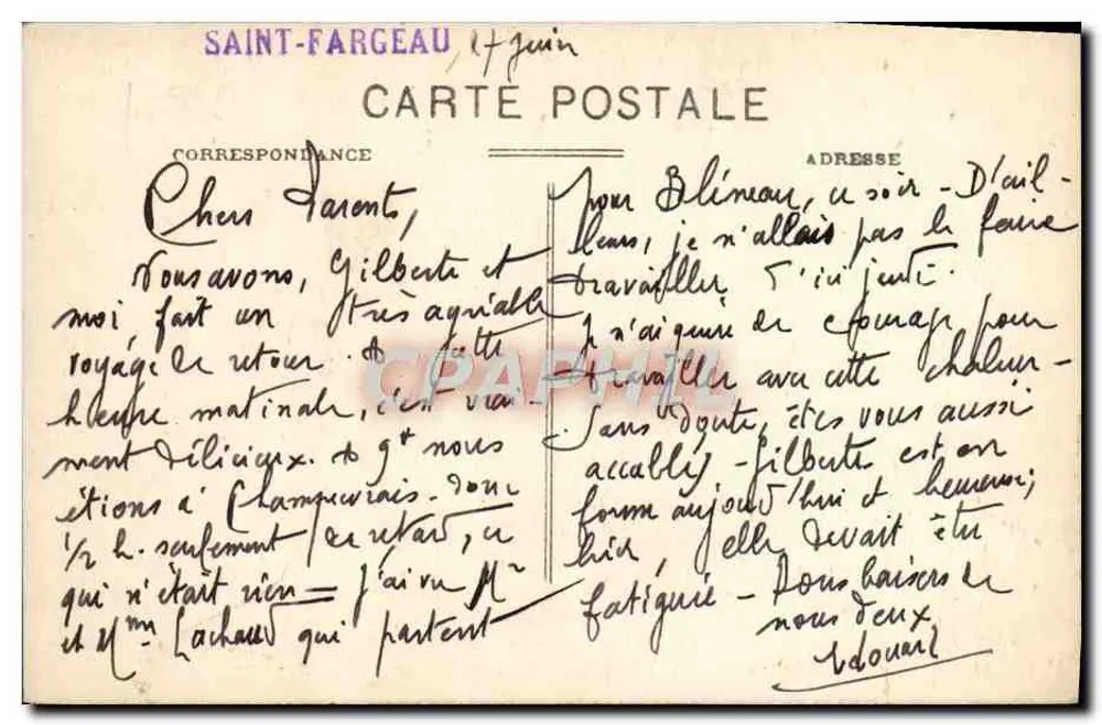 St-Fargeau (Yonne) — Der Kanal der Elektrizitätsfabrik — Machavoine Phot. - Verlag - St-Fargeau - Rückseite