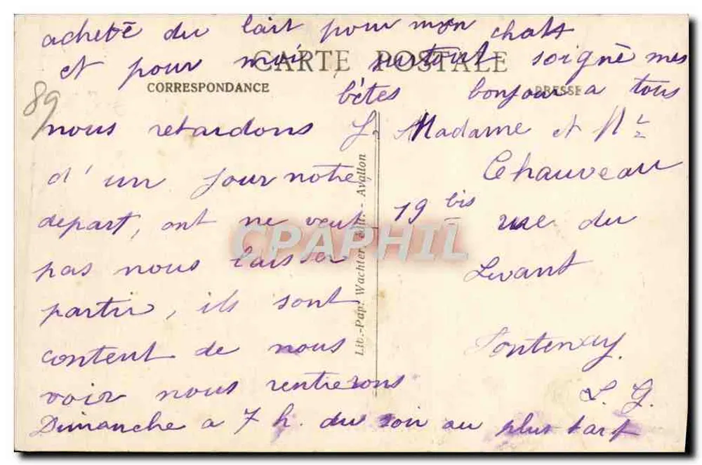 St-PÈRE-sous-VÉZELAY — Ansicht des Unterteils des Kirchentores — Lib. Pap. Wachter - Rückseite