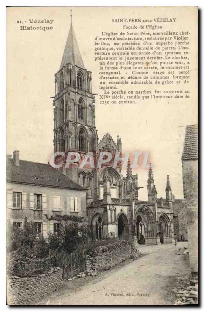 Saint-Père-sous-Vézelay — Fassade der Kirche — A. Vincent, Verlag, Vézelay - Vorderseite