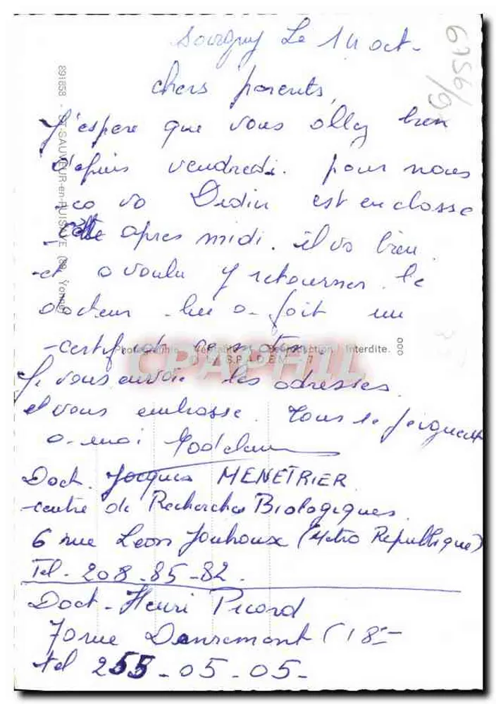 Saint-Sauveur-en-Puisaye — Um cumprimento de Saint-Sauveur em Puisaye (Yonne) - Verso