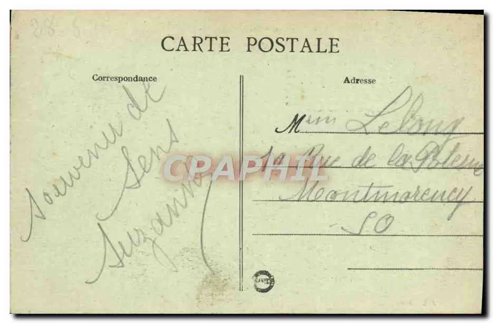 Sens - Square Jean-Cousin und die Sparkasse — Sammlung J. Da. Sens - Rückseite