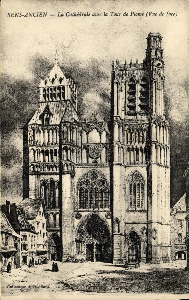 Sens — Die Kathedrale mit der Bleitürme (Vorderansicht) — Sammlung D. Sens - Vorderseite