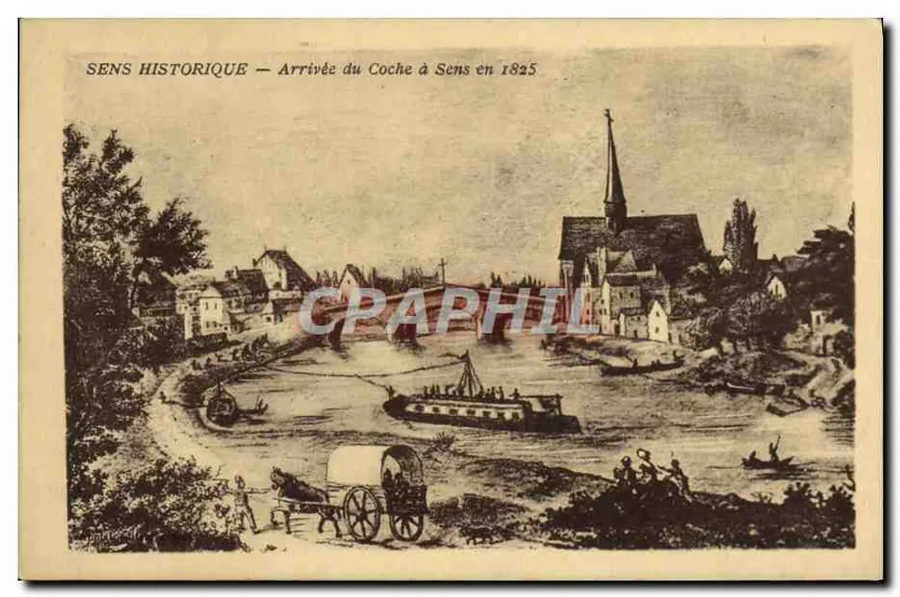Ankunft des Coche in Sens im Jahr 1825 — Sens Historique — Verlag nicht sichtbar - Vorderseite