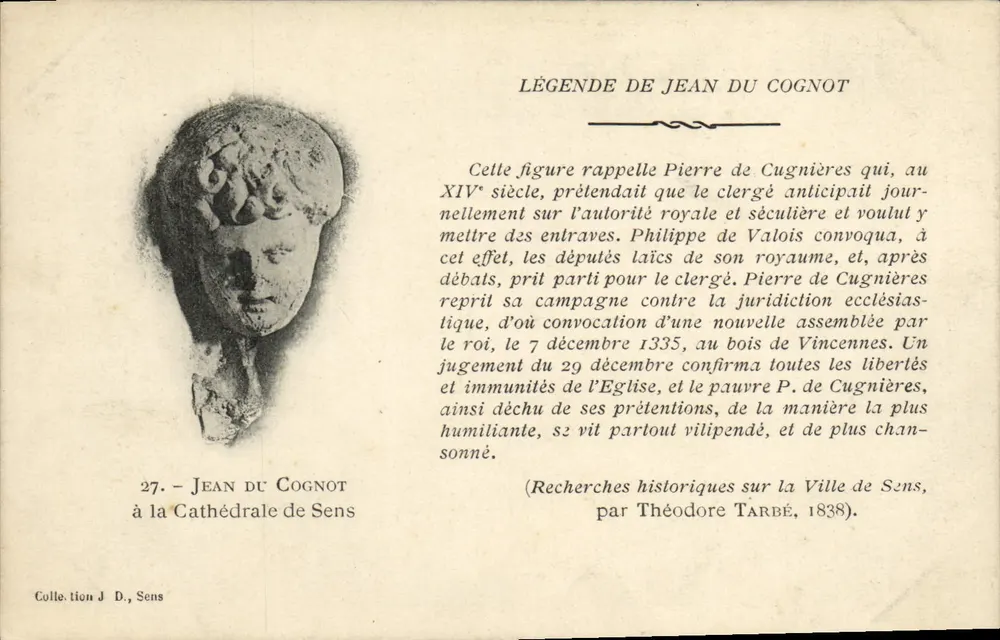 Jean du Cognot vor der Kathedrale von Sens — Die Legende von Jean du Cognot — Sammlung J.D., Sens - Vorderseite