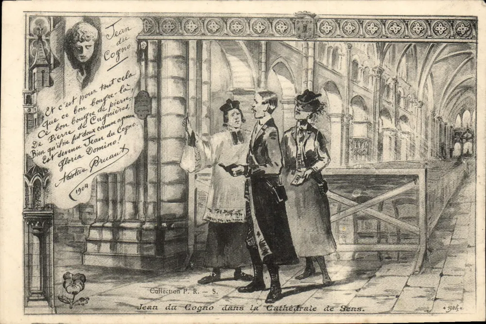 Jean du Cogno in der Kathedrale von Sens — humoristische Illustration — Sammlung P. R. - S. n° 3904a - Vorderseite