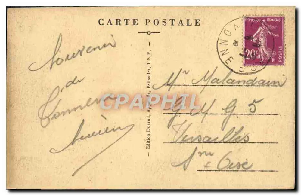 Donnerwetter — La Fontaine Dionne — Edition Durand, Appelley, Pellicales, T.S.F. - Rückseite