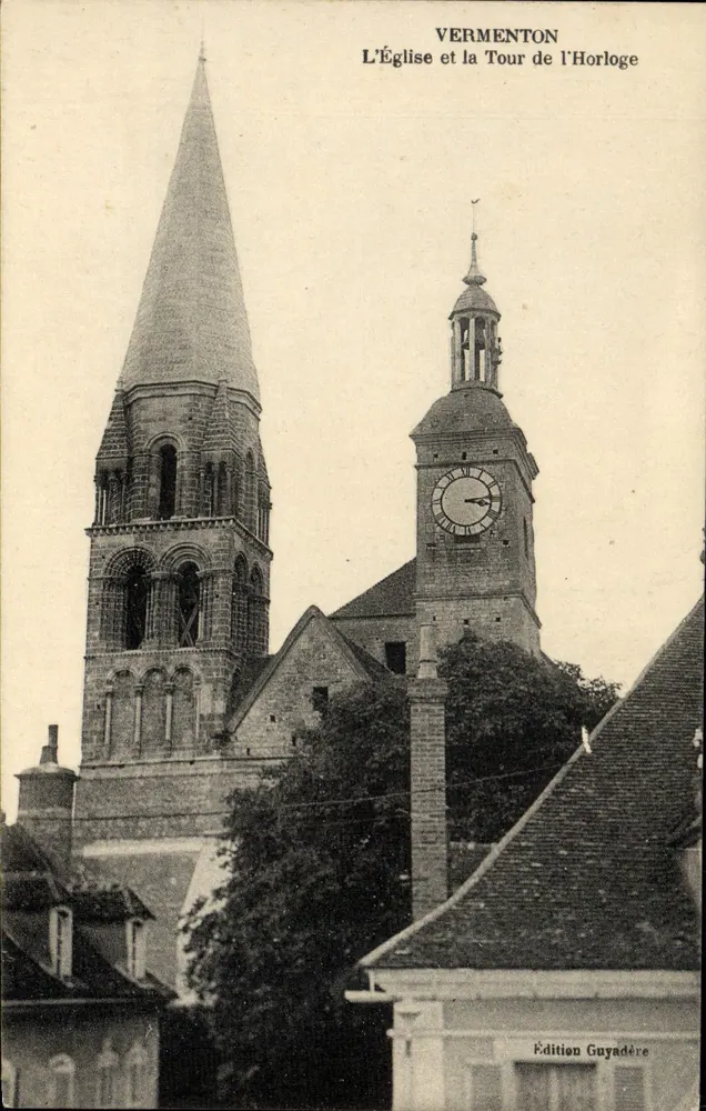 Vermenton — Die Kirche und die Uhrturms — Edition Guyadère - Vorderseite