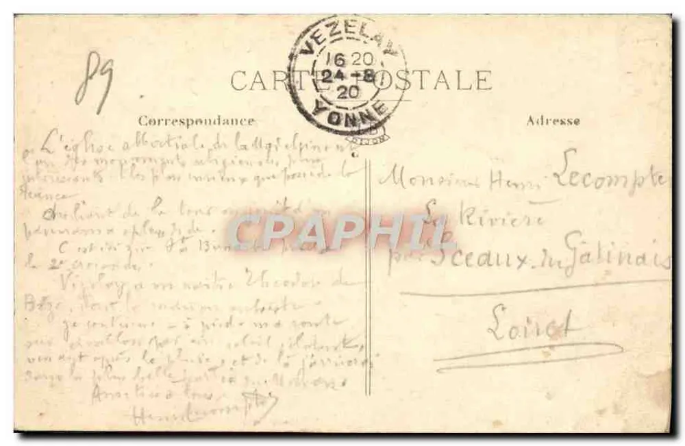 Vezelay — Vista Geral — Editor desconhecido, n° 39 - Verso