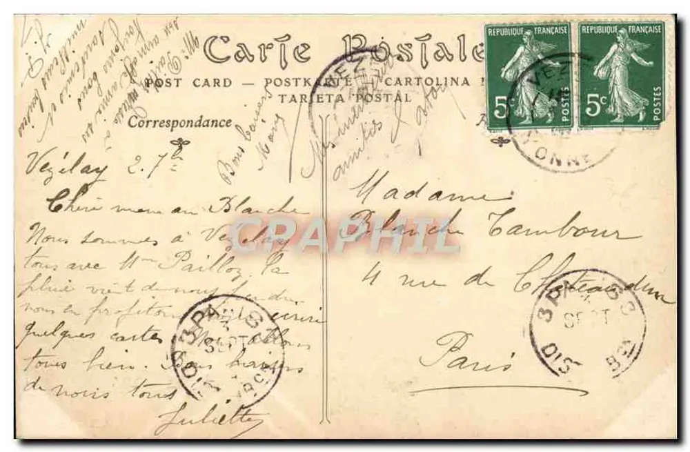 Vézelay — A Porta Nova — Editor desconhecido, n° 21 - Verso