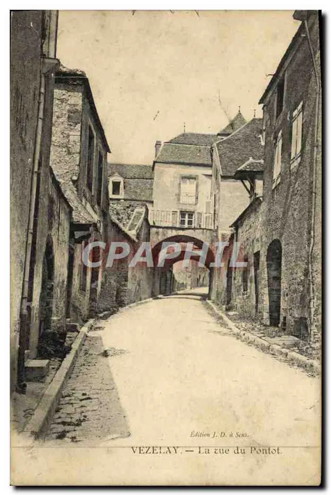 Vézelay — A rua do Pontlot — Edição J. D. em Sens - Frente