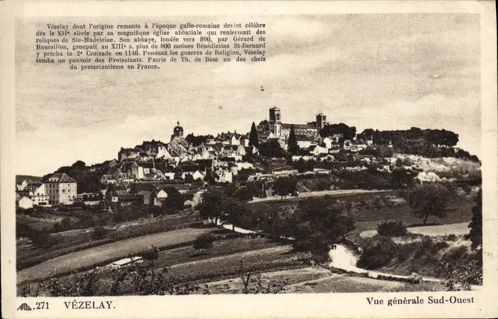 Vézelay — Vista geral sudoeste — Cie des Arts Photographiques - St-Nazaire - Frente