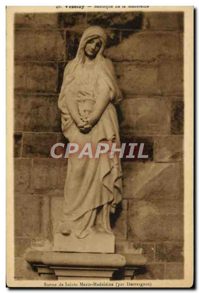 Vézelay — Basilika der Madeleine — Statue der heiligen Maria Magdalena (von Desvergnes) - Vorderseite