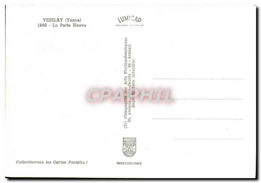 Vézelay (Yonne) — A Porta Nova — Lumicap - Verso
