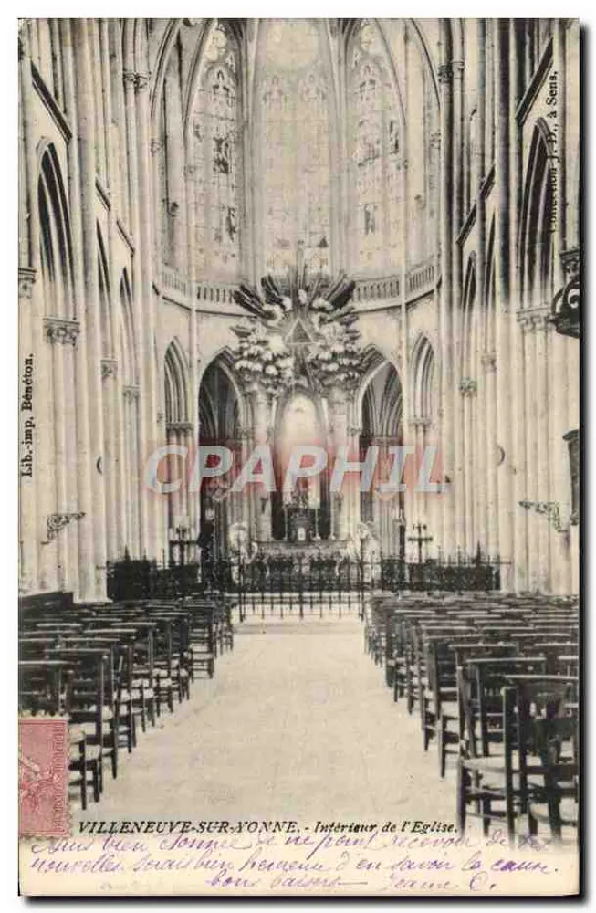 Villeneuve-sur-Yonne — Innenansicht der Kirche — Lib.-Imp. Bénéton, & Sens, Nr. 471 - Vorderseite