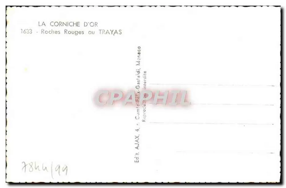 Roches Rouges au Trayas — Monaco — Ed. AJAX, 4, r. Camille Gastaldi - Achterkant