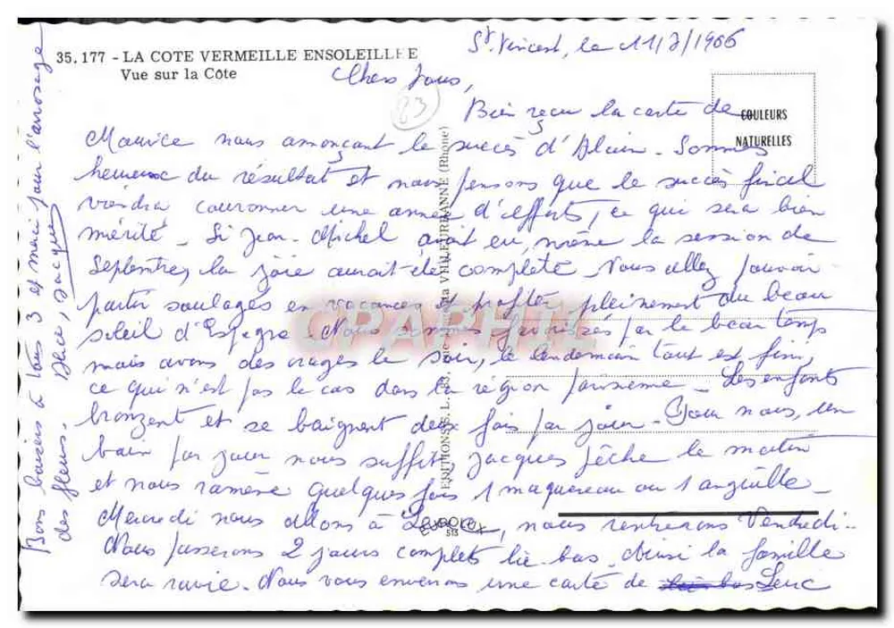 Sonnige Côte Vermeille — Aussicht auf die Küste — Verlag: Éditions de la Vallée Française, n° 35.177 - Rückseite
