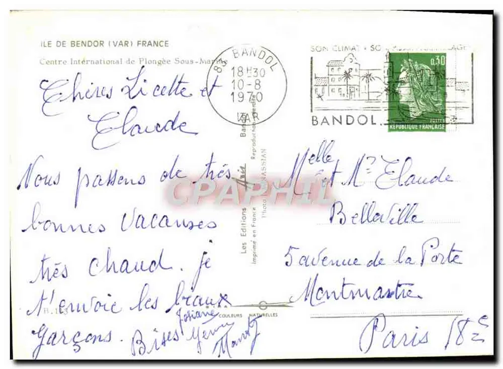 Tauchen Auf Der Île De Bendou (Var) — Internationales Tauchzentrum — Editions Nassian - Rückseite