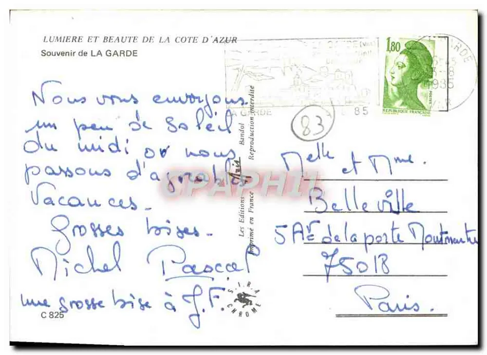 La Garde — Blick auf die Stadt, das Hotel und den Schloss — Edition Sira Chrome - Rückseite