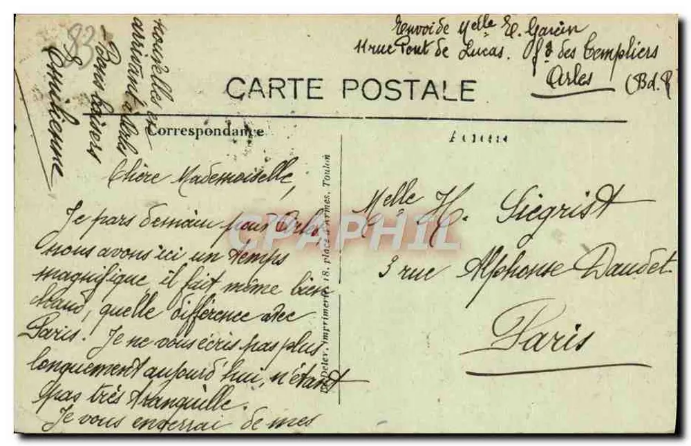Toulon — Anse Magaud — Coup de Mer — editor impressoria Toulon - Verso