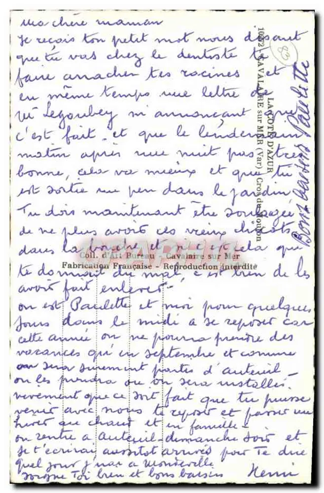 Dorf La Ciotat — Ansicht des Hauses von Paul Bureau — Verlag P. BUREAU - Rückseite