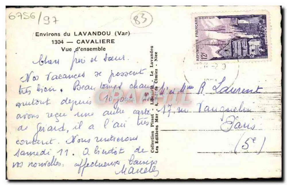 Environ du Lavandou (Var) — Vue d'ensemble — Les Editions Pissot - La Bâtie-de-Cimiez - Nice - Verso