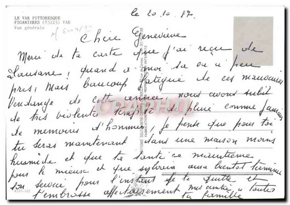 Figanières (83125) Var — Vue générale — Éditions Soleil 150 - Verso