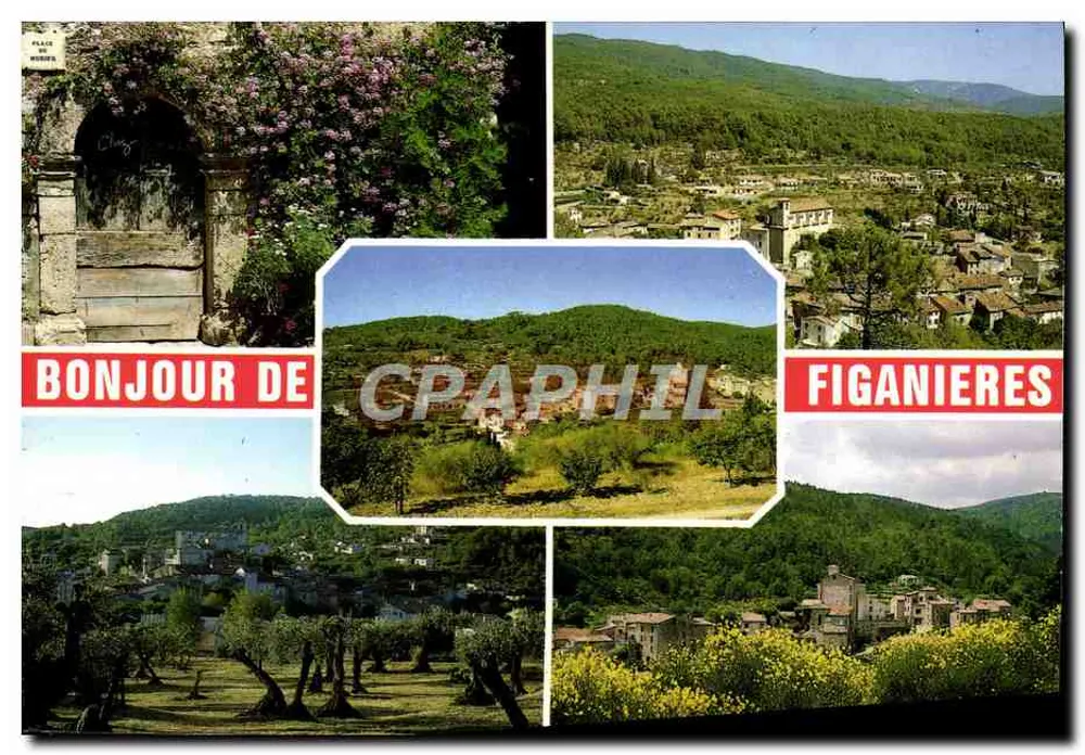 Figanières — Vista panorâmica e detalhes do vilarejo — Éditions Florian Mistral - Frente