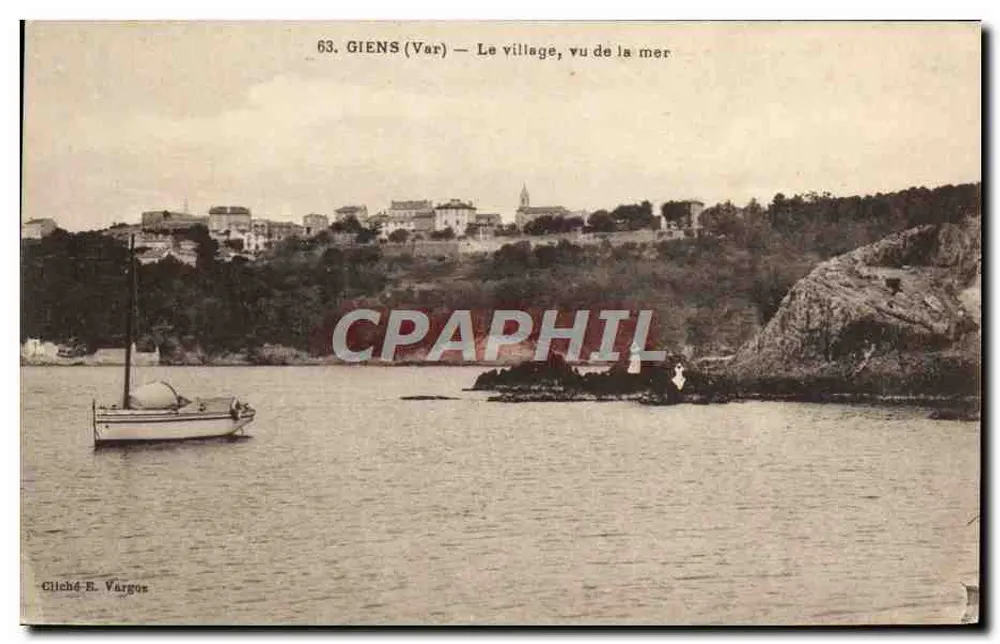Giens (Var) — O vilarejo, visto do mar — Cliché E. Vargos, n°63 - Frente