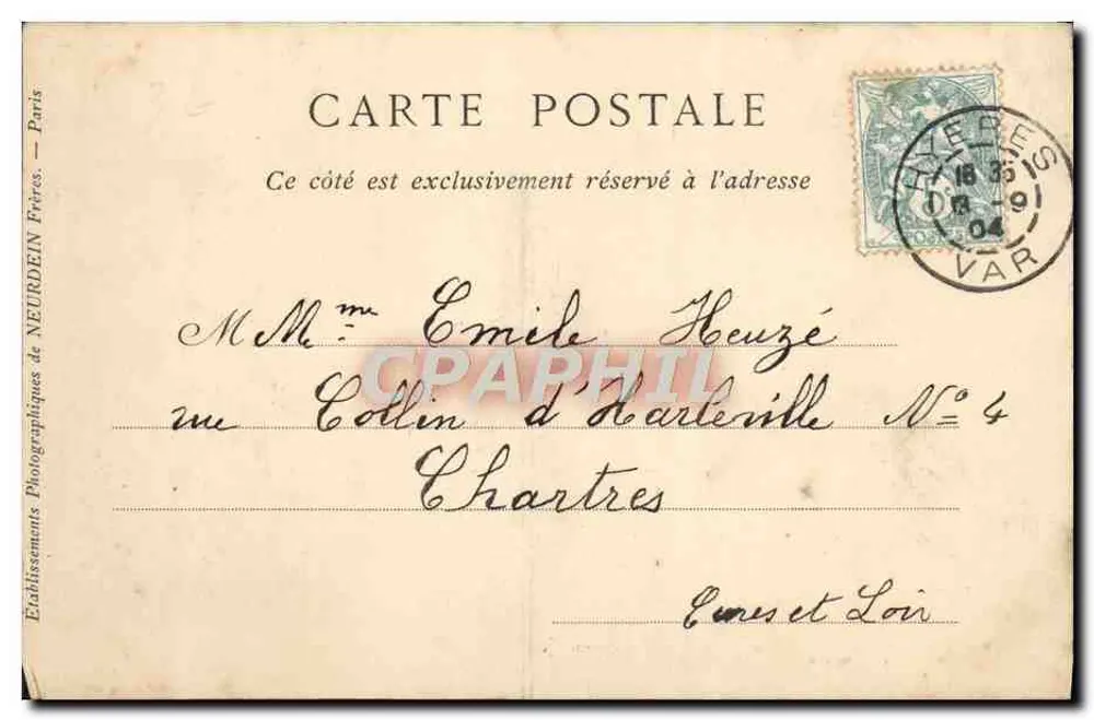 Hyères-les-Palmiers — Englische Kapelle von Costebelle — Collections ND Phot, n°56 - Rückseite