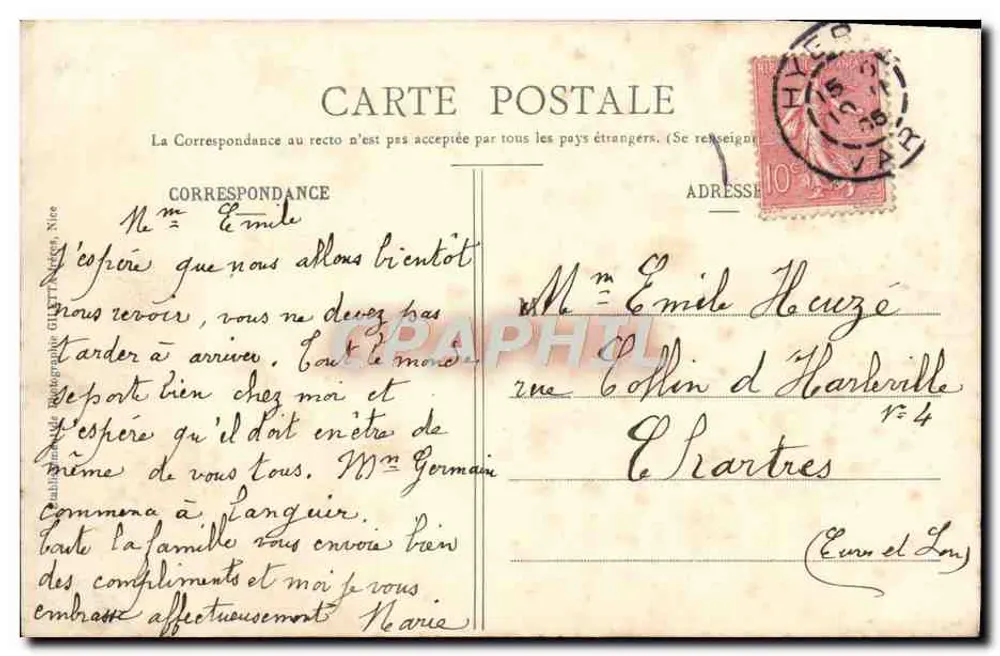 Hyères - Le Golf-Hôtel — Coleção Artística — Edição Giletta, Nice - Verso