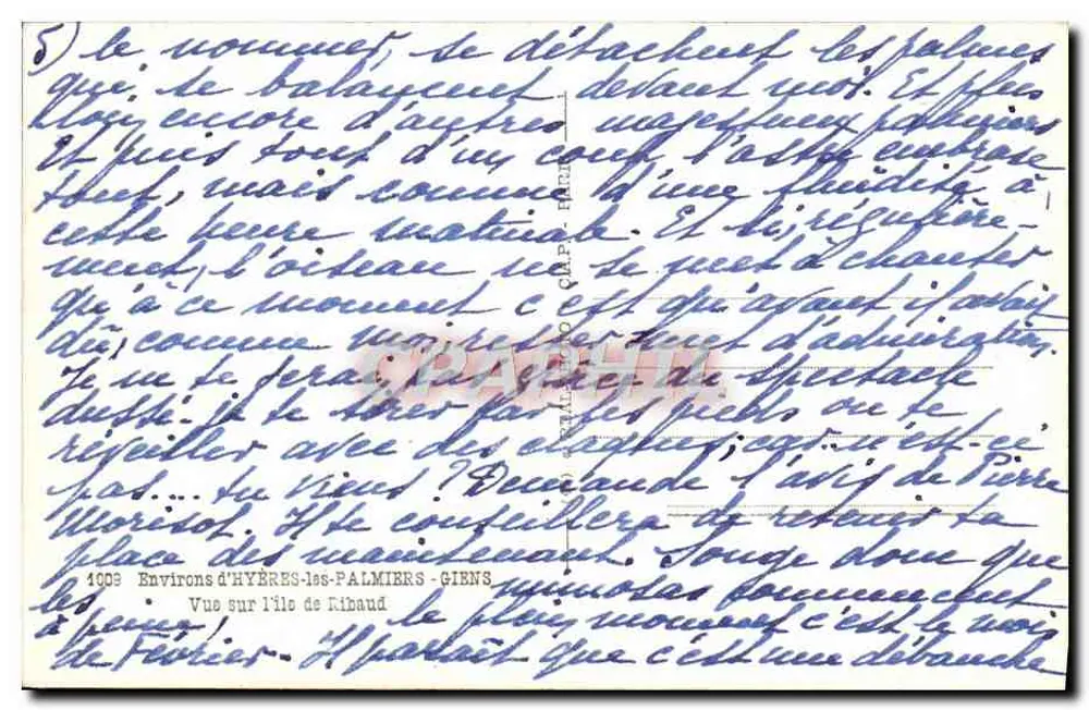 Ansicht der Île de Ribaud — Umgebung von Hyères-les-Palmiers-Giens — unbekannter Verlag - Rückseite