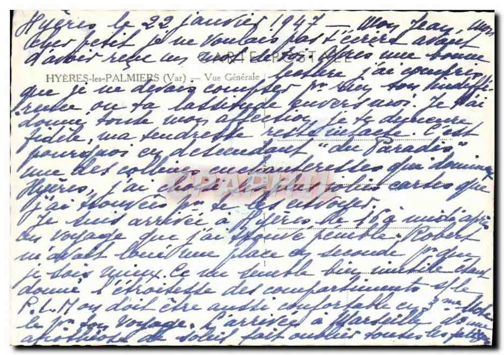 Hyères-les-Palmiers — Vista Geral — Editor C. Cuvy - Verso