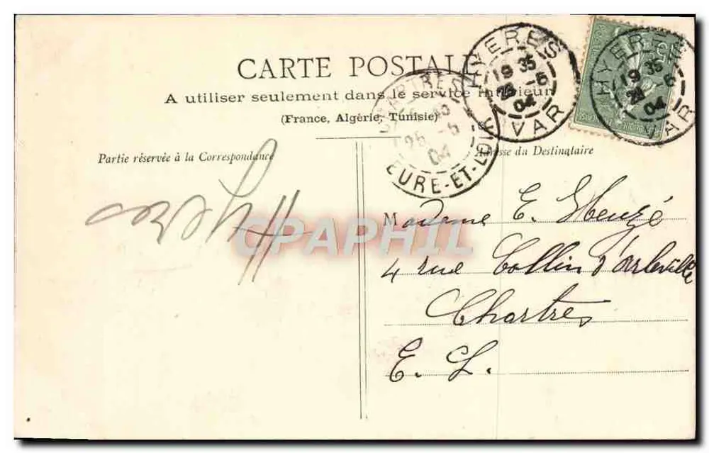 Hyères — Avenue des Îles d'Or — Poullan, phot. 631t, Hyères - Rückseite