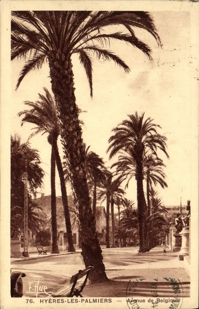 Hyères-les-Palmiers — Avenue de Belgique — F. Hue, n°76 - Vorderseite