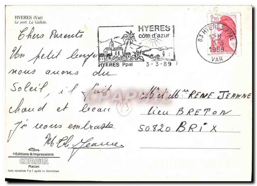 Porto de Hyères — O porto La Galiotte — Edições & Impressões, Macon - Verso