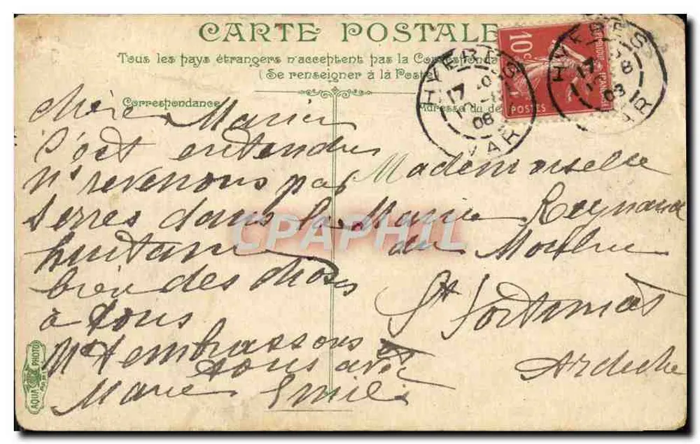 Hyères - Boulevard des Palmiers — scène animée avec kiosque à journaux et calèche, éditeur 'LE PETIT VAR' - Verso