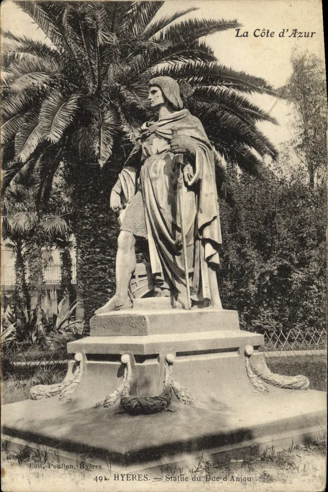 Hyères — Estátua do Duque de Anjou — Édit. Poullan, Hyères, n° 491 - Frente