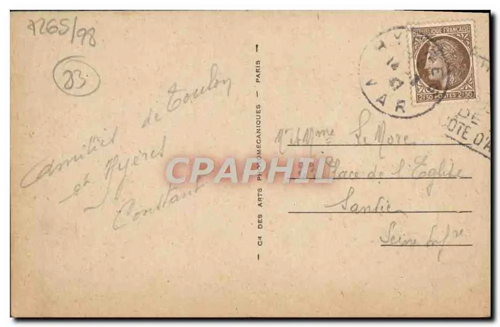 A Praia de Hyères — Beira da Praia — Cie des Arts Phonomécaniques, n° BEF.12.711 - Verso