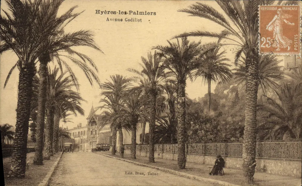 Hyères-les-Palmiers — Avenue Godillot — Edit. Brun, Tabac - Vorderseite