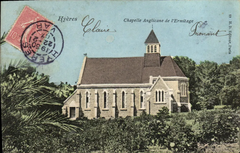 Hyères Claire — Capela Anglicana do Ermitage — H. D. Editor, Paris, n°19 - Frente