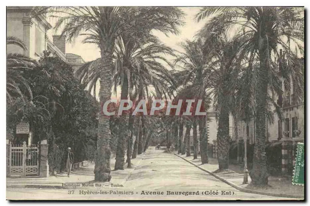 Hyères-les-Palmiers — Avenue Bauregard (Ostseite) — Phototypie Marius Bar, Toulon - Vorderseite