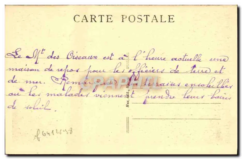 Hyères — Mont des Oiseaux — wydawca nieznany, n° 66 - Rewers