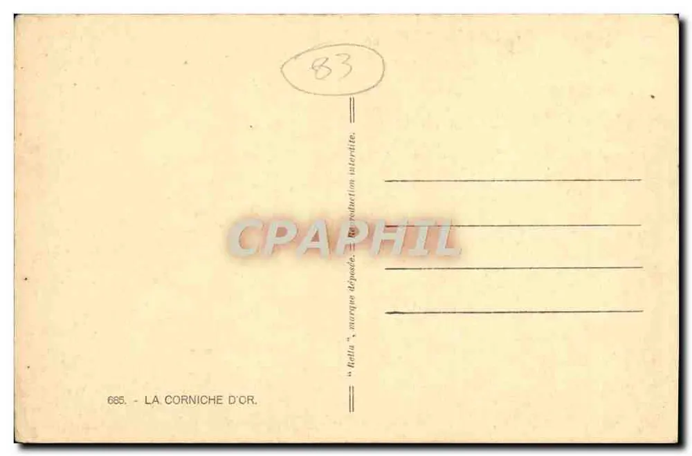 A Corniche d'Or — vista costeira — editor La Corniche d'Or, n° 685 - Verso